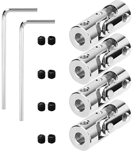 Qyrugcxs 4 Paquets de Connecteur de Couplage de Cardan à Joint Universel en Acier de 4 Mm à 4 Mm, Accessoire de D'Arbre de Moteur de Bricolage de ModèLe Rotatif