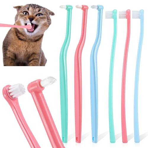 Tyqour 6 Stück Kleine Hund Zahnbürste Weiche Hundezahnbürste für Kleine Hunde, Hunde Katze Zahnbürste Mini, Tragbar Haustier Katzen Katzenzahnbürste für Katzen Hund Welpen Kätzchen Kleinen Rassen