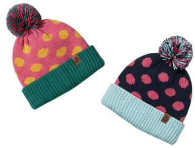 A2Z 4 Kids Girls Hats Spotty Bobble Beanie Pack of 2 Soft Pom Pom - Hat KH3046 2 Pack One Size