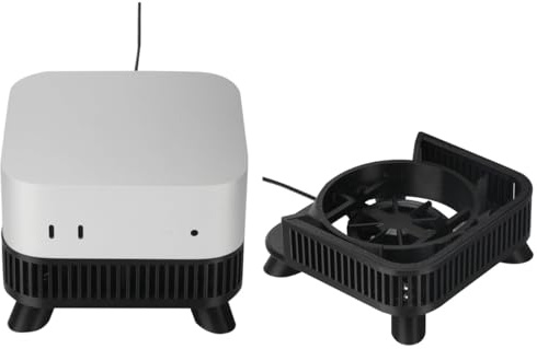 Base de Refrigeración para Mac Mini M4/M4 Pro, Mini Portátil Almohadilla de Refrigeración Ventilador con Soporte Antideslizante Accesorios (Negro)