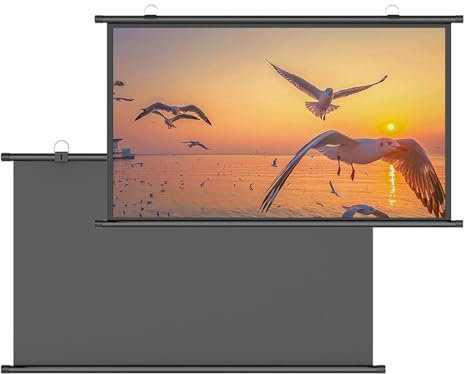 Schermo per Proiettore Formato 16:9/4:3 Avvolgibile, Schermo Di Rollo Manuale 60/72 Pollici, Anti Rughe Pieghevole Portatile, Schermo per Proiezione Proiettore Home Cinema Schermo per Tende A Rullo(16