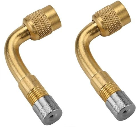 2 Pack Universal Tire Valve Extension,90 Degree Tire Schrader Valve Stem Extension Brass Adaptor Compatible for Passenger Cars, Stroller, Bicycles, Motorcycles, Trailers