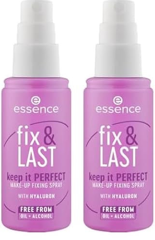 Essence Cosmetics essence fix et LAST keep it PERFECT MAKE-UP FIXING SPRAY spray fixateur, fixant, naturel, sensation de rosée (50ml) (Lot de 2)