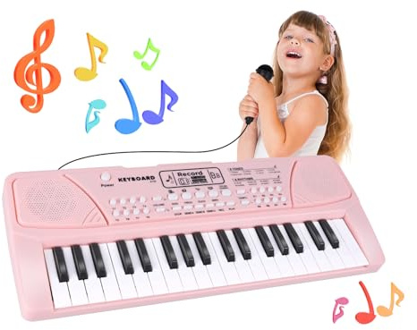 Juguete de Piano Teclado para Niña de 4 Años Regalo de Cumpleaños - Pianos Eléctrico de 37 Teclas con Micrófono Juguetes Musicales para Pequeños de 3 4 5 6 7 Años Niña Niño Regalo