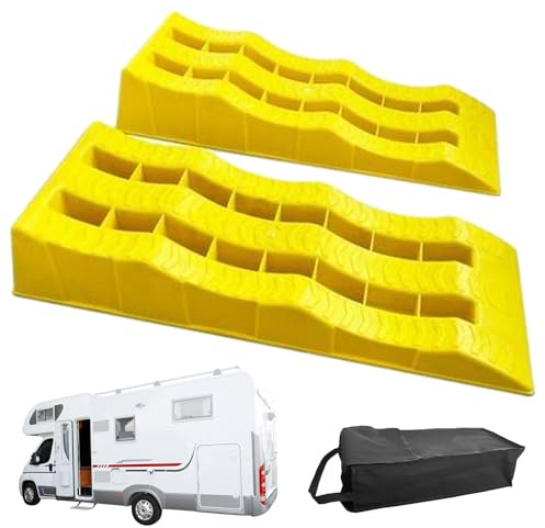 Rampas de nivelación para autocaravanas - Kit de 2 cuñas de nivelación para autocaravana, de viaje, dos cuñas | 2 alfombrillas antideslizantes, de transporte para nivel de