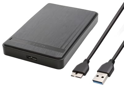 Carcasa Disco Duro 2,5 Caja Disco Duro 2.5 USB 3.0 con UASP, Carcasa SSD para HDD/SSD SATA 7mm/9.5mm hasta 2TB Compatible con PC, Xbox, PS4/5 con Instalación Sin Herramientas y Cable USB 3.0