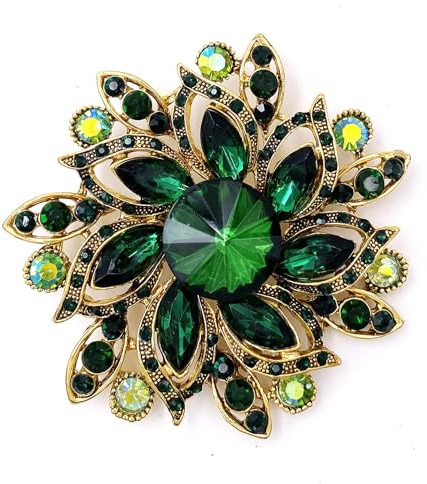 Broschen für Kleidung,Brosche Damen mit Diamant Blumensträuß Kristall für Damen Mantel Kleid Kleidung Brosche Abzeichen für Braut Mutter Geschenke (Grün)