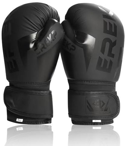 Guantoni da boxe per bambini, guanti da allenamento per sparring, MMA, UFC, Muay Thai, karate, kickboxing (nero, 226,8 g)