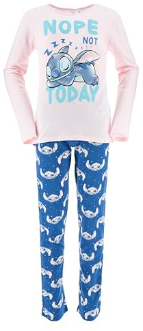 Disney Stitch Pigiama per Ragazze, Set da 2 Pezzi Maglietta e Pantaloni Lunghi Design 'Nope Not Today' Pigiama in Cotone, Regalo per Adolescenti, Taglie 10 a 16 Anni (IT, età, 16 Anni, Regular, Rosa)