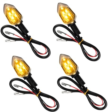Witfoam 4 Piezas Intermitentes Moto LED 12V para Motocicleta, Mini Intermitentes E-Mark E24, Impermeables IP65, 5 LEDs de Alta Luminosidad, Intermitente LED Universales para Moto, Scooter, ATV, Quads