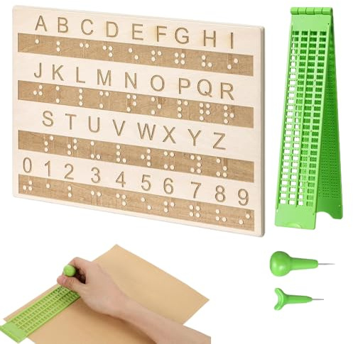 Braille Herramientas de Escritura – 4 Líneas 28 Ejercicio Herramienta de Ejercicio de Aprendizaje Táctil | Pizarra de Ejercicio para Niños Adolescentes Ciegos Estudiantes y Profesores en el aula en