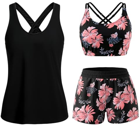 Ensemble Tankini Femme, Maillot De Bain Deux Pièces Femme, Short De Bain Taille Haute Gainant Le Ventre, Maillot De Bain Dos Nu
