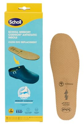 Scholl Solette Antistatiche in Memory Cushion, Solette Unisex per Clog Evo, Taglia 37-38, Confezione da 1 paio