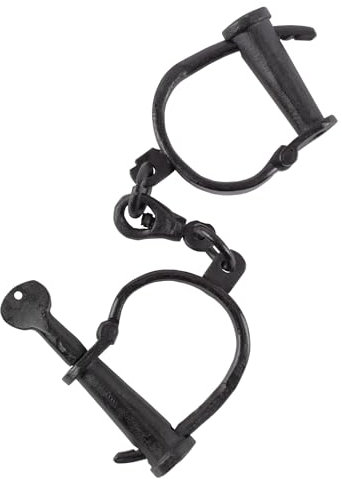 Battle-Merchant - Mittelalterliche Handschellen aus Stahl, Handgeschmiedet mit einem Schlüssel, Reenactment, LARP, Gothic
