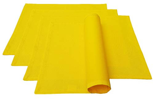 Lemos Home Platzset Tischset Platzdeckchen 4 Stück ca. 46 x 36 cm aus Baumwolle Viele Farben (Gelb)
