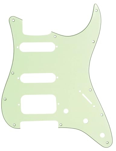 Musiclily Pro 11 Hål Round Corner HSS Gitarr Plektrumskydd Strata för USA/Mexikansk Stratocaster Open Pickup, 3-lager Mintgrön