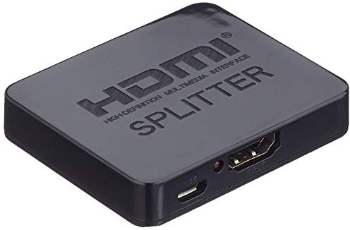 PremiumCord 4K HDMI Splitter 1-2 Port mit Netzteil, mit USB Stromversorgung, Video Auflösung 4Kx2K 2160p UHD, Full HD 1080p 60Hz, 3D, HDCP, Farbe schwarz, khsplit2c