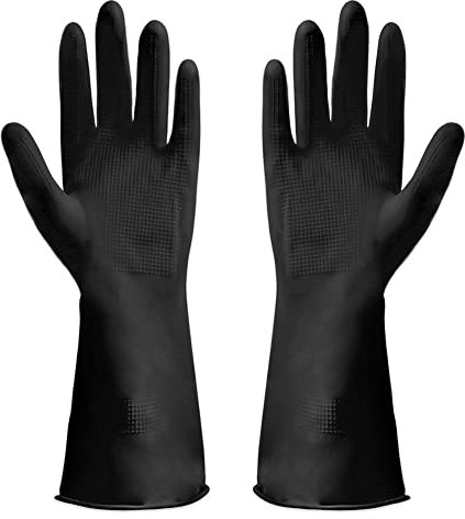 Discoball 6 Pack Gants de Vaisselle et Ménage, Antidérapants et Étanches, Rebondissants, Réutilisables, Longueur (3 Paires, Taille M, Noir)