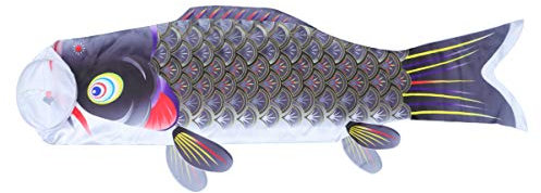 Cabilock Fisch Windsack Fisch Wind Streamer Fisch Flagge für Garten Hinterhof Wandbehang Dekoration (Schwarz 1 Meter)