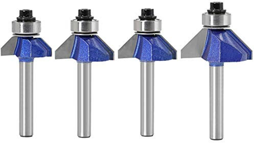 Lcuih-SK Shank 45 degrés chanfreiner de Bord de Haute qualité de formage Bevel Bois Fraise for Bois Bits 6 mm, Lisse Sharp (Cutting Edge Length : 4PCS)