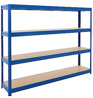 BiGDUG Heavy Duty Garage Shelving Unit - 450kg Per Shelf (1800kg Per Bay) - 177x240x45 cm - 4 Tier Storage Shelves - Blue - Shed Shelving