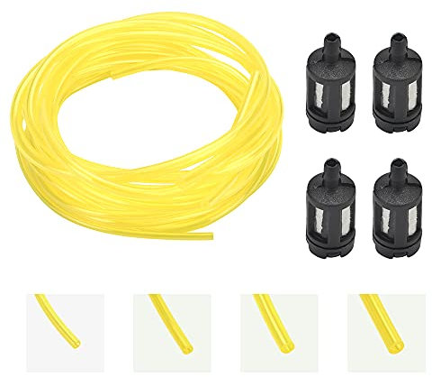 DECARETA 4pcs PVC Petrol Fuel Line Hose Kit, 4 Fuel Filters, 4 Sizes, 4.88m Total Length, Yellow & Black, Small Engine Fuel Line Hose Kit