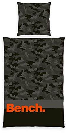 Bench Bettwäsche-Set, Nature Inspired, Kopfkissenbezug ca. 80x80 cm, Bettbezug ca. 135x200 cm, Mit leichtläufigem Markenreißverschluss, 100 % Baumwolle, Farbe: Grau Tarnmuster, Art.Nr.: 4412607050