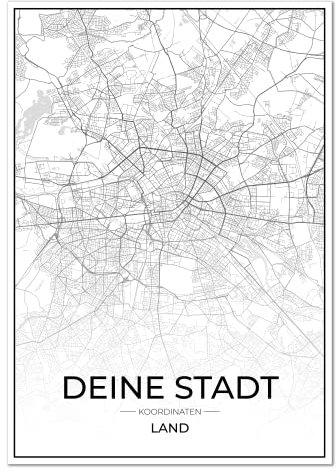 Vacentures® Stadtposter - Jede Stadt - Jeder Ort Weltweit Auswählbar - Poster deiner Lieblingsstadt