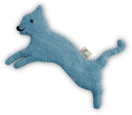 CATLABS und Terra Felis Katzenspielzeug Blau - nachhaltiges Catnip 'Feli' mit Katzenminze - Kissen aus natürlicher Schafwolle ohne Polyester - 100% Katzenminzen Katzenkissen nachfüllbar