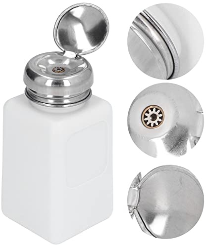 KIMISS Acetonpumpdispenser 200 ml presstyp lösningsmedelsdispenser Esd säker antistatisk fyrkantig flaska med lock i rostfritt stål lösningsmedelsdispenser (vit)