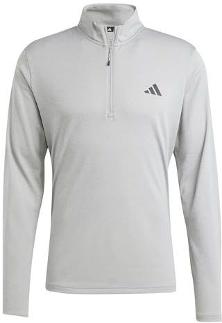 adidas Herren Train Essentials Training 1/4-Zip Long Sleeve Tee, medium Grey Heather, XL