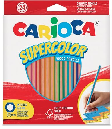 Carioca I Supercolor Matite Colorate Esagonali con Mina spessa I Confezione da 24 pz