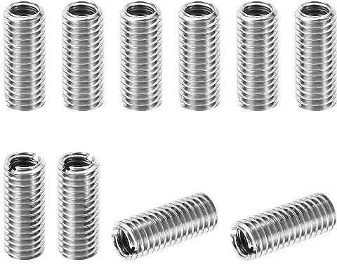 PATIKIL Thread Adapters Sleeve Reducing Nut, 10 Pcs M8*1.25 Male to M6*1 Female Repairing Insert Nut Screw Reducer Conversion Stainless Steel Fastener 20mm