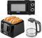 Geepas Electric Kettle 4 Slice Bread Toaster & Microwave Kitchen Set | 2200W 1.7L Illuminating Glass Kettle | 1400W Toaster with 6 Level Browning Control | 700W Solo Manual Dial Microwave 20L | Black
