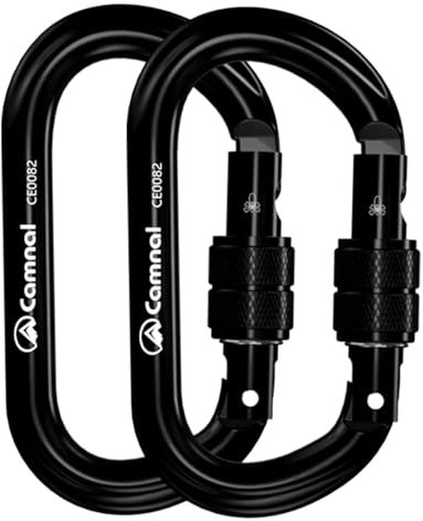 CAMNAL-Karabiner, O-Typ, UIAA-zertifizierte Kletterkarabiner [25KN] Selbstverriegelnde Karabinerclips zum Klettern, Arbeiten in der Luft und Fallschirmspringen.