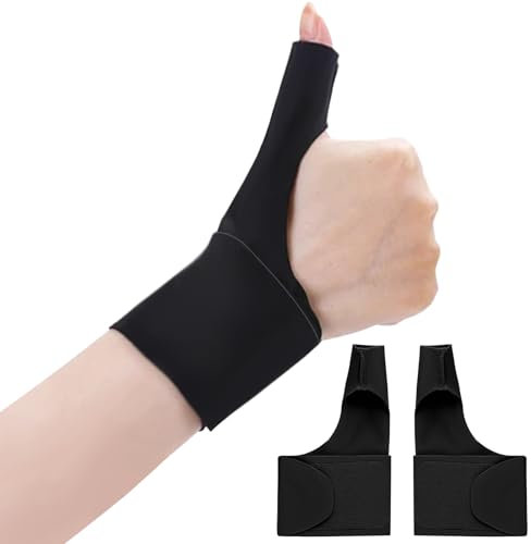 HANIUTTY 2Pcs Elastische Daumen Handgelenkschiene, Daumensattelgelenk Bandage Daumenbandage Rechts Links Daumenorthese Daumensattelgelenk Handbandage Lindern Wirksam Gelenkschwellungen und Schmerzen