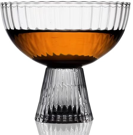 Bicchiere da cocktail vintage a coste, in cristallo, perfetto per bere cocktail, martini, margarita (Coupe Glass)