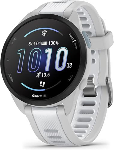 Garmin [Renewed Forerunner 165, GPS 43mm Running Smartwatch, Lightweight, AMOLED, Advanced Training, Insights and Features, Safety & Tracking Features, up to 11 days Battery Life, White (Renewed)