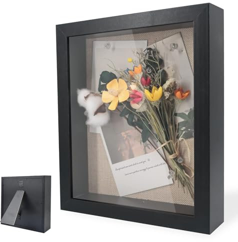 Cornice portafoto 3D, Cornice Profonda da Riempire 30 x 30 cm, Cornice Portafoto 3D da Riempire, Cornice per Oggetti 3D Più Profonda di 3 cm, Decorazione Murale Tridimensionale, Nero