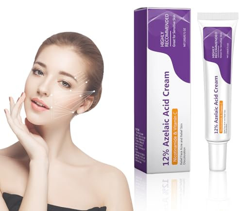 Crema Viso Acido Azelaico 12% con Acido Salicilico, Riduce Acne, Rossori e Imperfezioni, Affina Pori Esfolia Delicatamente Trattamento Anti-Rosacea e Pelle Grassa Cura Naturale per il Viso, 20g