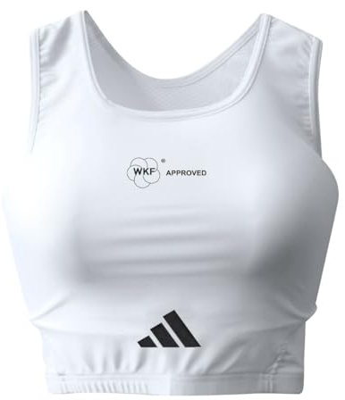 adidas WKF-Approved Female Chest Protector Medium - Chest Size (Under Bust): 84 to 91cm - Polyester, Non-See Through, Lightweight Women’s Sports Bra, Chest Guard for Karate, Taekwondo, & Kickboxing