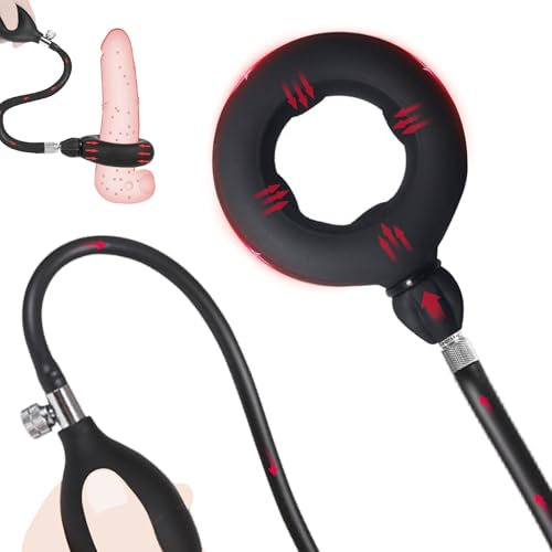 BDSMAGE Aufblasbarer Pennisring,Penisringe Cockringe dehnbar Silikon multifunktional Hodenring Cockring Eichelring Erotik Sex Spielzeug für Paare die Männer (Schwarz)
