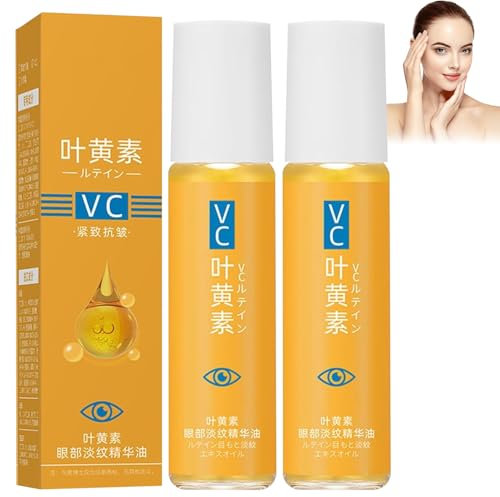 Vibbang 2 Stück Lutein Anti-Falten Serum Öl, VC Antifalten Serum, Lutein Eye Essence Oil, Anti-Aging-Augenserum Gegen Falten, Lutein Rollerball Essenz, Verbessert Falten, Augenringe