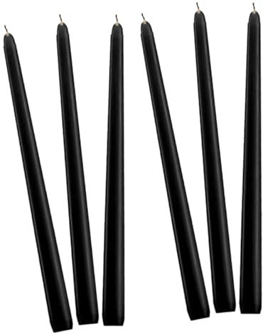 PartyKindom 6 Pièces Bougies Effilées Noires Cire de Paraffine avec Mèches Coton Bougies de Dîner à Durée de Heures pour Mariages et Décorations