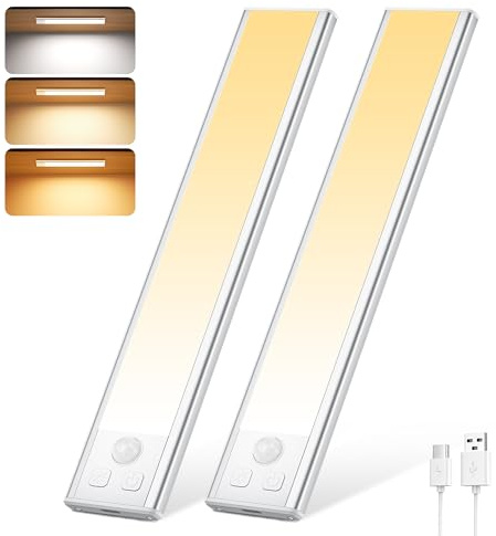 Lampe Placard, 30000K/4000K/6500K Dimmable Eclairage LED Rechargeable USB Interieur Placard Sans Fil, Magnétique Lampe Led Detecteur Mouvement, Lumière Led pour Armoire Escalier Cuisine Couloir