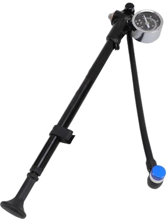 Bike Shock Pump High Pressure Aluminum Alloy Front Fork Rear Suspension Air Pump with Pressure Meter for Cycling (Black)