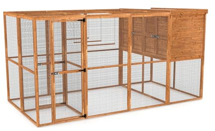 Wingmore Aviary – 12ft Walk-In Outdoor Bird Aviary with Safety Porch & Insulated Roof
