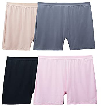 Fruit Of The Loom Women's Plus Size Fit for Me 4 Pack Microfiber Slip Short Panties, Assorted, 9