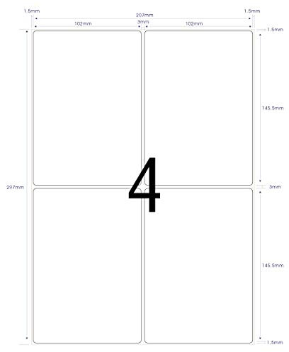 100 Blatt Universal Etiketten Aufkleber DIN A4 400 Selbstklebend Etiketten 105 x 148 mm Adressetiketten Aufkleber - Geeignet für Laser/Inkjet/Kopierer Einsetzbar