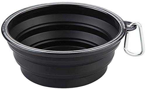 LANGING - Cuenco Grande Plegable para Perros, Color Negro